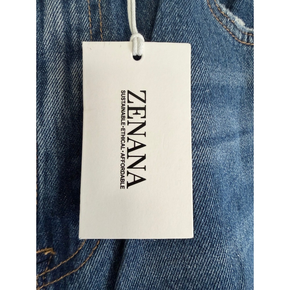 Zenana Distressed Wide Leg Jeans Medium Wash High Rise Ripped Cotton Size 30 - Picture 3 of 6